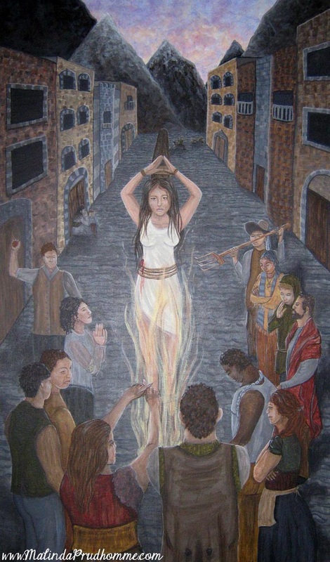 witch trials, witches, witch, burning, acrylic painting, original artwork