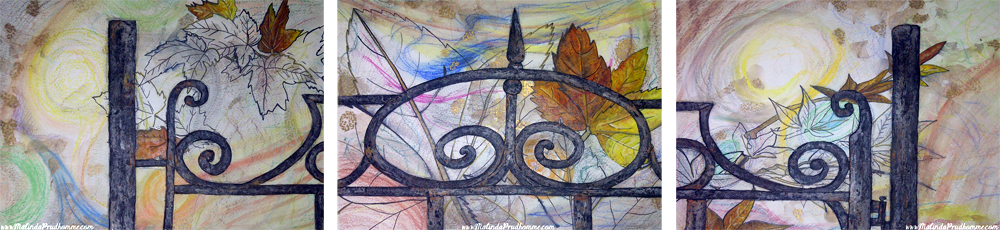 As it comes, autumn, fall, mixed media art, mixed media artist, garden gate, gate