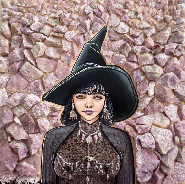 witch, witch art, witch artwork, witch painting, wicca, wicca art, pagan, pagan art, pagan artwork, goddess, goddess art, purple witch, purple pinite, pinite, wilsonite, gems, minerals, rocks